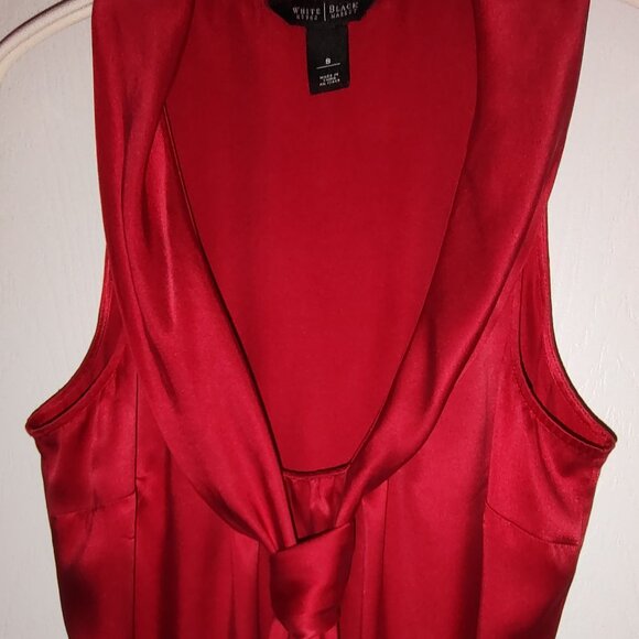 WHITE HOUSE BLACK MARKET SLVLS BLOUSE BIAS CUT LONG TIES PULLOVER RED SZ SMALL - Picture 1 of 9